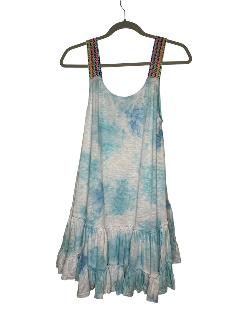 Pitusa Tie Dye Gathered Ruffle Mini Dress Size Petite